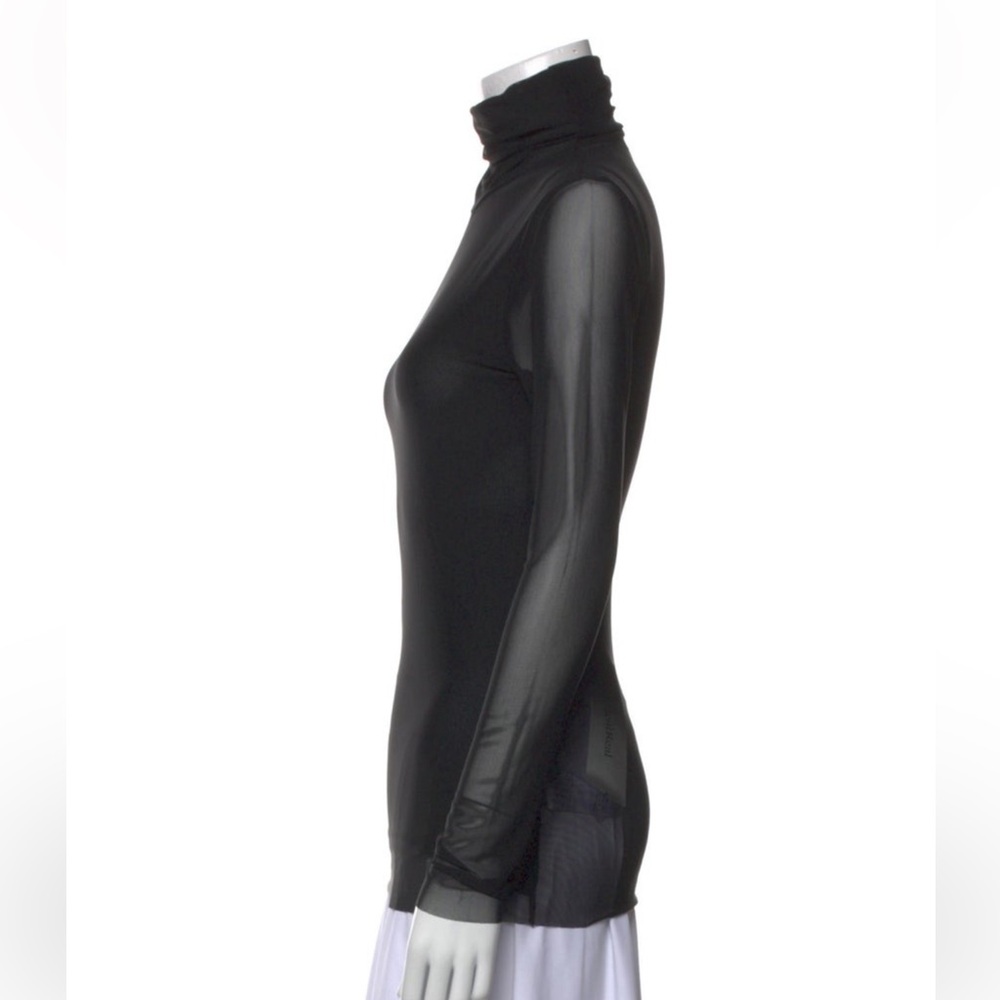 Ganni Black Mesh Long Sleeve Turtleneck Top - Picture 3 of 7